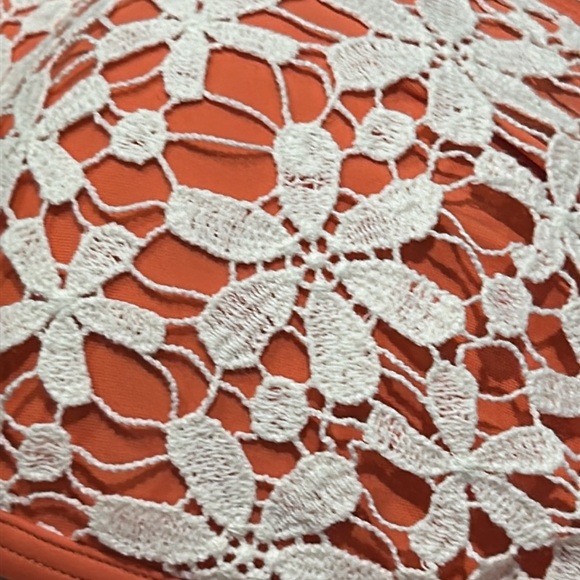 Aerie Crocheted Overlay Coral Bikini Top size L, bottom size M - Picture 3 of 13